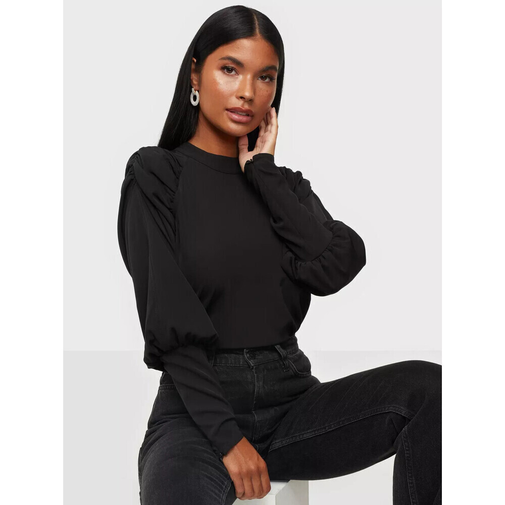 Vero Moda Women's Pleated Shoulder Blouse Top Black Size XS